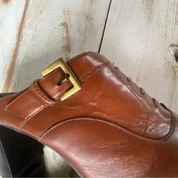 NATURALIZER brown leather block heels sz 8N vintage granny shoes indie hip EUC - Picture 12 of 13